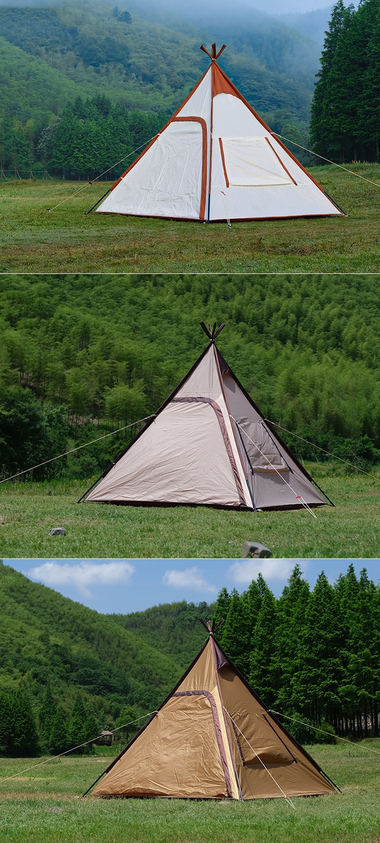 Cheap Goat Tents 4 Person Tent Pyramid Style Hand Made Camping Equipment Oxford Waterproof Material Free Accessories   
